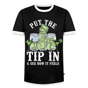 Barman Mixologue Put The Tip - T-shirt contrasté Homme - noir/blanc - Devant - AI Model Female 172 light (172cm) & AI Model Male 178 light (178cm)