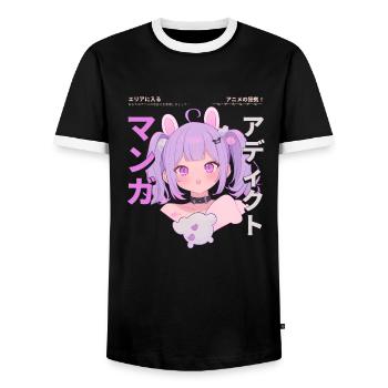 Manga Addicted - Kawaii Anime Girl Fashion Punk - Männer Kontrast-T-Shirt - Schwarz/Weiß - Vorne - AI Model Female 172 light (172cm) & AI Model Male 178 light (178cm)