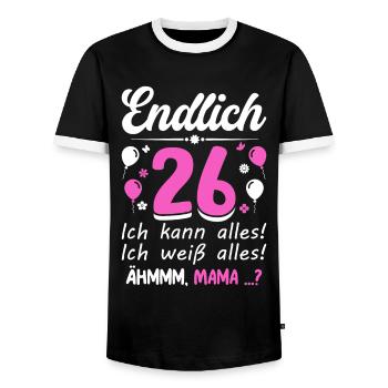 26 Geburtstag Ich Kann Alles Ich Weiß Alles - Männer Kontrast-T-Shirt - Schwarz/Weiß - Vorne - AI Model Female 172 light (172cm) & AI Model Male 178 light (178cm)