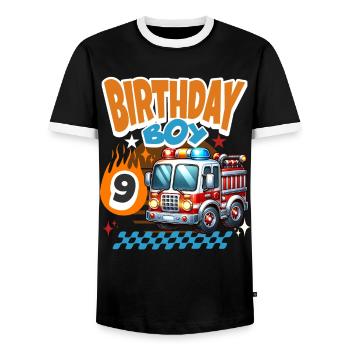 9e anniversaire des pompiers - T-shirt contrasté Homme - noir/blanc - Devant - AI Model Female 172 light (172cm) & AI Model Male 178 light (178cm)