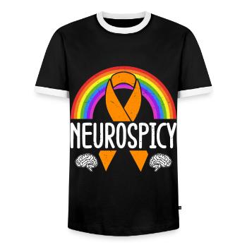 Neurodiversität Neurodivers Autismus Adhs - Männer Kontrast-T-Shirt - Schwarz/Weiß - Vorne - AI Model Female 172 light (172cm) & AI Model Male 178 light (178cm)