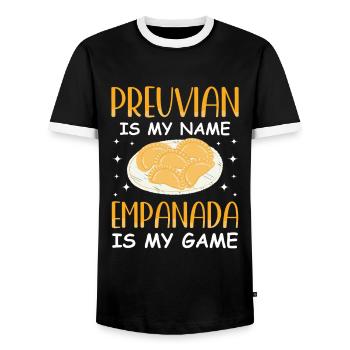 Mexican Venezuelan Empanada - Men's Ringer Shirt - black/white - Front - AI Model Female 172 light (172cm) & AI Model Male 178 light (178cm)