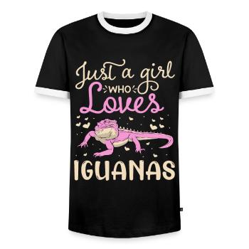 Herpétologiste amateur de reptiles iguanien - T-shirt contrasté Homme - noir/blanc - Devant - AI Model Female 172 light (172cm) & AI Model Male 178 light (178cm)