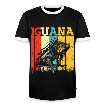 Herpétologiste amateur de reptiles iguanien - T-shirt contrasté Homme - noir/blanc - Devant - AI Model Female 172 light (172cm) & AI Model Male 178 light (178cm)