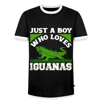 Herpétologiste amateur de reptiles iguanien - T-shirt contrasté Homme - noir/blanc - Devant - AI Model Female 172 light (172cm) & AI Model Male 178 light (178cm)
