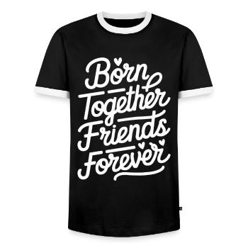 Born Together Friends Forever - Men's Ringer Shirt - black/white - Front - AI Model Female 172 light (172cm) & AI Model Male 178 light (178cm)