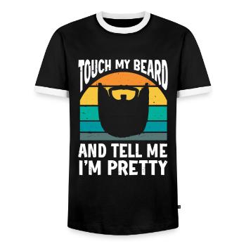 Beard Quote, Touch My Beard And Tell Me I'm Pretty - Männer Kontrast-T-Shirt - Schwarz/Weiß - Vorne - AI Model Female 172 light (172cm) & AI Model Male 178 light (178cm)
