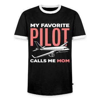 Pilotes Maman Maman Pilote - T-shirt contrasté Homme - noir/blanc - Devant - AI Model Female 172 light (172cm) & AI Model Male 178 light (178cm)
