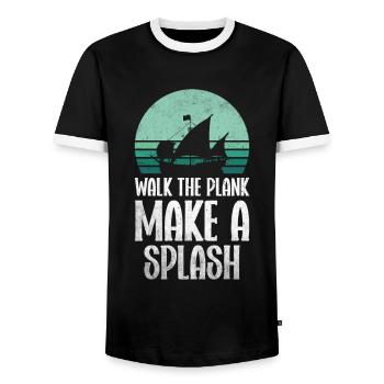 Pirate Skull Buccaneer Pirate Ship - Men's Ringer Shirt - black/white - Front - AI Model Female 172 light (172cm) & AI Model Male 178 light (178cm)