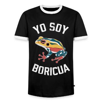 Yo Soy Boricua Buntes Froschmotiv für Puerto - Männer Kontrast-T-Shirt - Schwarz/Weiß - Vorne - AI Model Female 172 light (172cm) & AI Model Male 178 light (178cm)