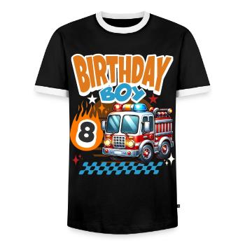 8e anniversaire des pompiers - T-shirt contrasté Homme - noir/blanc - Devant - AI Model Female 172 light (172cm) & AI Model Male 178 light (178cm)
