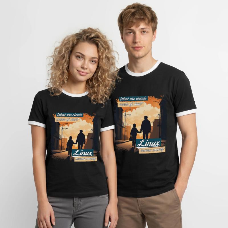 Cloud Wolken Linux Server Admin Nerd Witz Männer Kontrast-T-Shirt