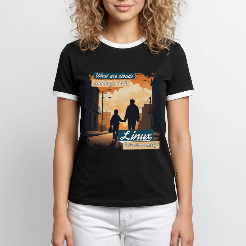 Cloud Wolken Linux Server Admin Nerd Witz Männer Kontrast-T-Shirt