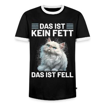 Persian Cat THIS IS NOT FAT THIS IS FUR Funny - Men's Ringer Shirt - black/white - Front - AI Model Female 172 light (172cm) & AI Model Male 178 light (178cm)
