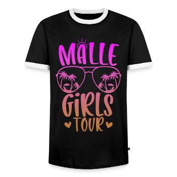 Visite des filles de Malle - T-shirt contrasté Homme - noir/blanc - Devant - AI Model Female 172 light (172cm) & AI Model Male 178 light (178cm)