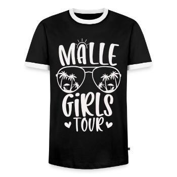 Visite des filles de Malle - T-shirt contrasté Homme - noir/blanc - Devant - AI Model Female 172 light (172cm) & AI Model Male 178 light (178cm)