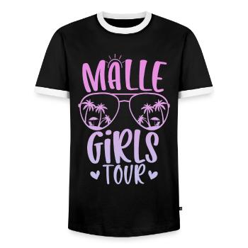 Visite des filles de Malle - T-shirt contrasté Homme - noir/blanc - Devant - AI Model Female 172 light (172cm) & AI Model Male 178 light (178cm)