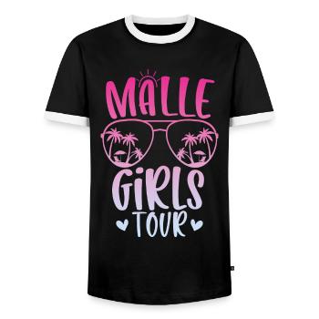 Visite des filles de Malle - T-shirt contrasté Homme - noir/blanc - Devant - AI Model Female 172 light (172cm) & AI Model Male 178 light (178cm)