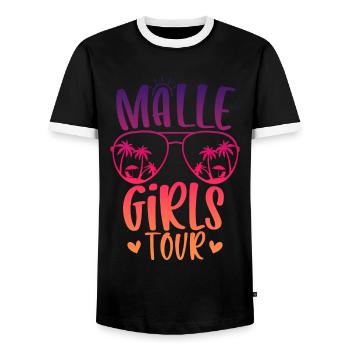 Visite des filles de Malle - T-shirt contrasté Homme - noir/blanc - Devant - AI Model Female 172 light (172cm) & AI Model Male 178 light (178cm)