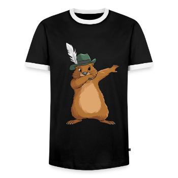 Murmeltier für einen Murmeltier Liebhaber - Männer Kontrast-T-Shirt - Schwarz/Weiß - Vorne - AI Model Female 172 light (172cm) & AI Model Male 178 light (178cm)
