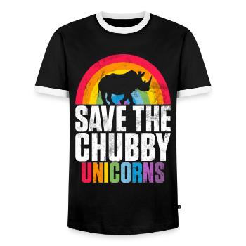 Speichern Sie Die Molligen Einhörner Fat Rino - Männer Kontrast-T-Shirt - Schwarz/Weiß - Vorne - AI Model Female 172 light (172cm) & AI Model Male 178 light (178cm)