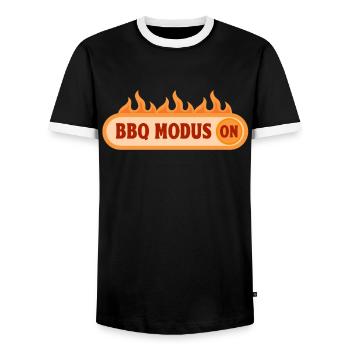 Funny BBQ Quote Barbecue Dad Dad BBQ Beer - Men's Ringer Shirt - black/white - Front - AI Model Female 172 light (172cm) & AI Model Male 178 light (178cm)