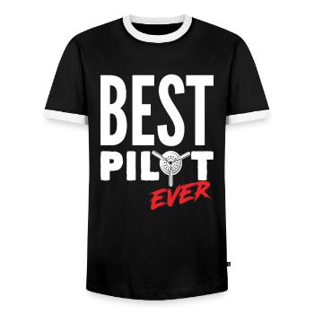 Bester Pilot - Männer Kontrast-T-Shirt - Schwarz/Weiß - Vorne - AI Model Female 172 light (172cm) & AI Model Male 178 light (178cm)