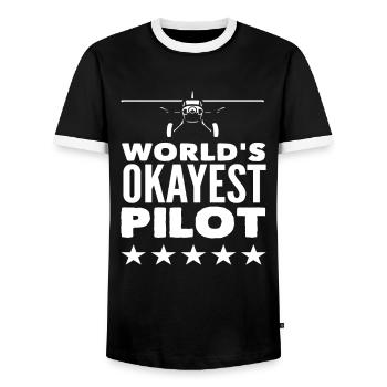 Weltbester Pilot - Männer Kontrast-T-Shirt - Schwarz/Weiß - Vorne - AI Model Female 172 light (172cm) & AI Model Male 178 light (178cm)