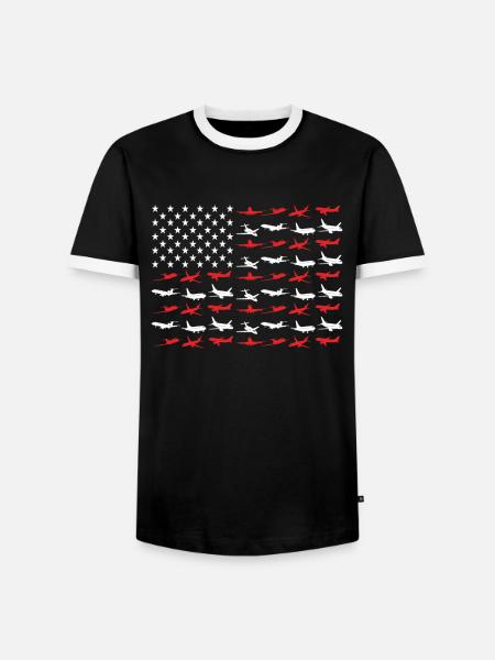 USA Amerika Flagge Pilot - Männer Kontrast-T-Shirt - Schwarz/Weiß