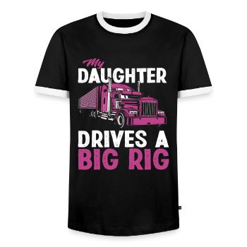 Chauffeur de camion fille père - T-shirt contrasté Homme - noir/blanc - Devant - AI Model Female 172 light (172cm) & AI Model Male 178 light (178cm)