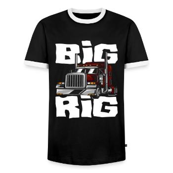 Chauffeur de camion Camion - T-shirt contrasté Homme - noir/blanc - Devant - AI Model Female 172 light (172cm) & AI Model Male 178 light (178cm)