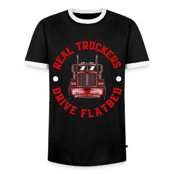 Chauffeur de camion disant idée cadeau - T-shirt contrasté Homme - noir/blanc - Devant - AI Model Female 172 light (172cm) & AI Model Male 178 light (178cm)