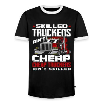Chauffeur de camion Logisitk Dire Idée Cadeau - T-shirt contrasté Homme - noir/blanc - Devant - AI Model Female 172 light (172cm) & AI Model Male 178 light (178cm)