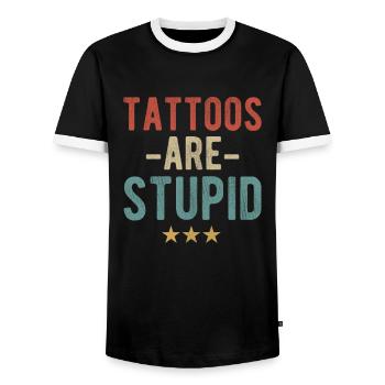 Les tatouages sont stupides - Déclaration pour les opposants au tatouage - T-shirt contrasté Homme - noir/blanc - Devant - AI Model Female 172 light (172cm) & AI Model Male 178 light (178cm)