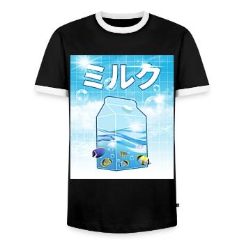Frutiger Aero Aesthetic Tech Kawaii Milk Unterwass - Männer Kontrast-T-Shirt - Schwarz/Weiß - Vorne - AI Model Female 172 light (172cm) & AI Model Male 178 light (178cm)