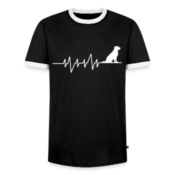 Ich liebe Hunde, Herzschlag - Männer Kontrast-T-Shirt - Schwarz/Weiß - Vorne - AI Model Female 172 light (172cm) & AI Model Male 178 light (178cm)