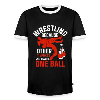 Wrestling - Men's Ringer Shirt - black/white - Front - AI Model Female 172 light (172cm) & AI Model Male 178 light (178cm)