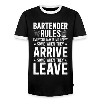 Bartender Mixologist Bartender - Men's Ringer Shirt - black/white - Front - AI Model Female 172 light (172cm) & AI Model Male 178 light (178cm)