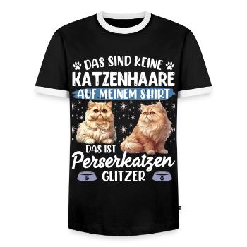 Chat persan PAS DE POILS DE CHAT, C’EST UN CHAT PERSAN - T-shirt contrasté Homme - noir/blanc - Devant - AI Model Female 172 light (172cm) & AI Model Male 178 light (178cm)