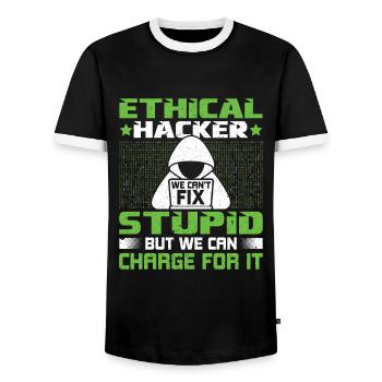 We Can't Fix Stupid - Ethical Hacker Cybersecurity - Männer Kontrast-T-Shirt - Schwarz/Weiß - Vorne - AI Model Female 172 light (172cm) & AI Model Male 178 light (178cm)