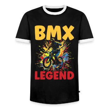 BMX Freestyle Biker Bike Bike BMX Rider - T-shirt contrasté Homme - noir/blanc - Devant - AI Model Female 172 light (172cm) & AI Model Male 178 light (178cm)
