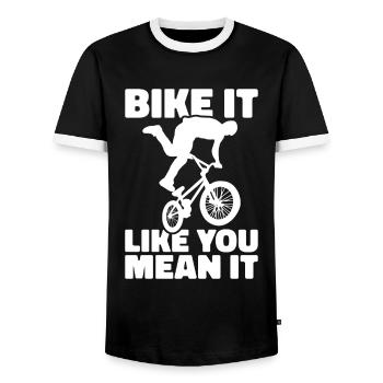 BMX Freestyle Biker Bike Bike BMX Rider - T-shirt contrasté Homme - noir/blanc - Devant - AI Model Female 172 light (172cm) & AI Model Male 178 light (178cm)