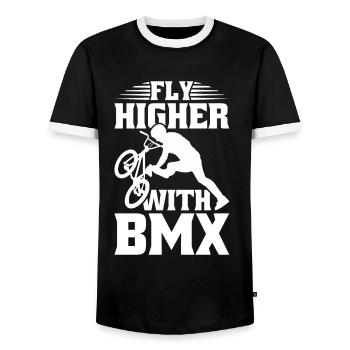 BMX Freestyle Biker Bike Bike BMX Rider - T-shirt contrasté Homme - noir/blanc - Devant - AI Model Female 172 light (172cm) & AI Model Male 178 light (178cm)