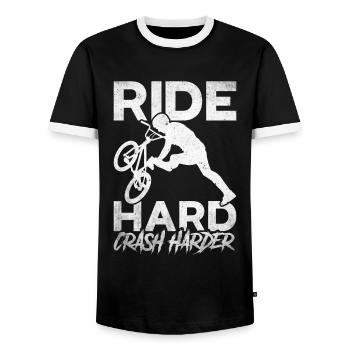 BMX Freestyle Biker Bike Bike BMX Rider - T-shirt contrasté Homme - noir/blanc - Devant - AI Model Female 172 light (172cm) & AI Model Male 178 light (178cm)