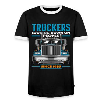 Lkw-Fahrer - Männer Kontrast-T-Shirt - Schwarz/Weiß - Vorne - AI Model Female 172 light (172cm) & AI Model Male 178 light (178cm)