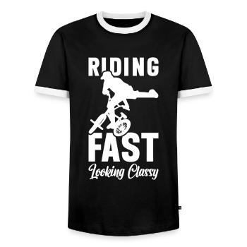 BMX Freestyle Biker Bike Bike BMX Rider - T-shirt contrasté Homme - noir/blanc - Devant - AI Model Female 172 light (172cm) & AI Model Male 178 light (178cm)