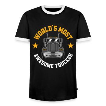 Lkw-Fahrer - Männer Kontrast-T-Shirt - Schwarz/Weiß - Vorne - AI Model Female 172 light (172cm) & AI Model Male 178 light (178cm)