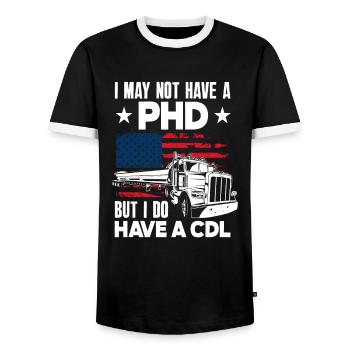 Drapeau américain disant chauffeur de camion - T-shirt contrasté Homme - noir/blanc - Devant - AI Model Female 172 light (172cm) & AI Model Male 178 light (178cm)