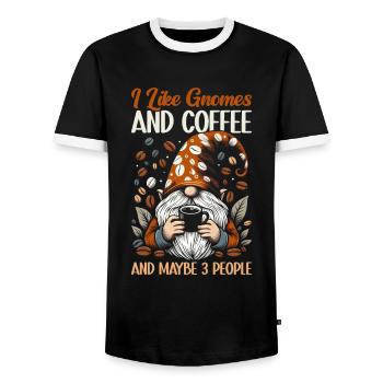 Gnome drôle & Amateur de café Café des nains de jardin - T-shirt contrasté Homme - noir/blanc - Devant - AI Model Female 172 light (172cm) & AI Model Male 178 light (178cm)