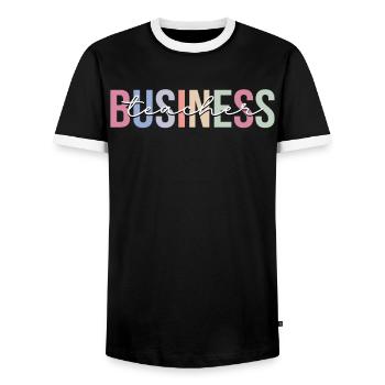 Business Teacher Teaching - Men's Ringer Shirt - black/white - Front - AI Model Female 172 light (172cm) & AI Model Male 178 light (178cm)